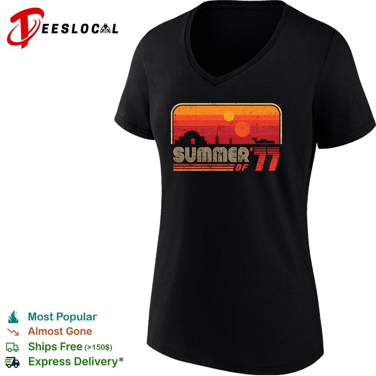Summer of ’77 retro sunset skyline vintage graphic shirt