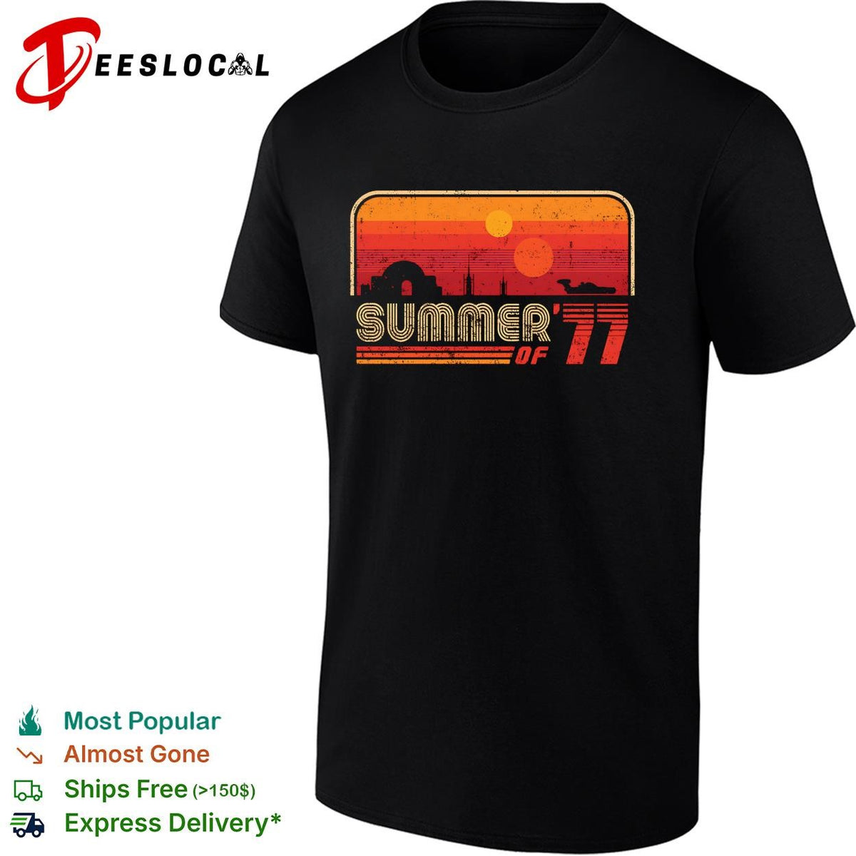 Summer of ’77 retro sunset skyline vintage graphic shirt