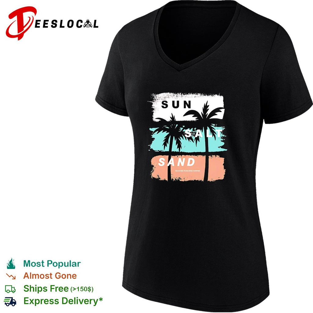 Sun salt sand beach palm trees vintage shirt