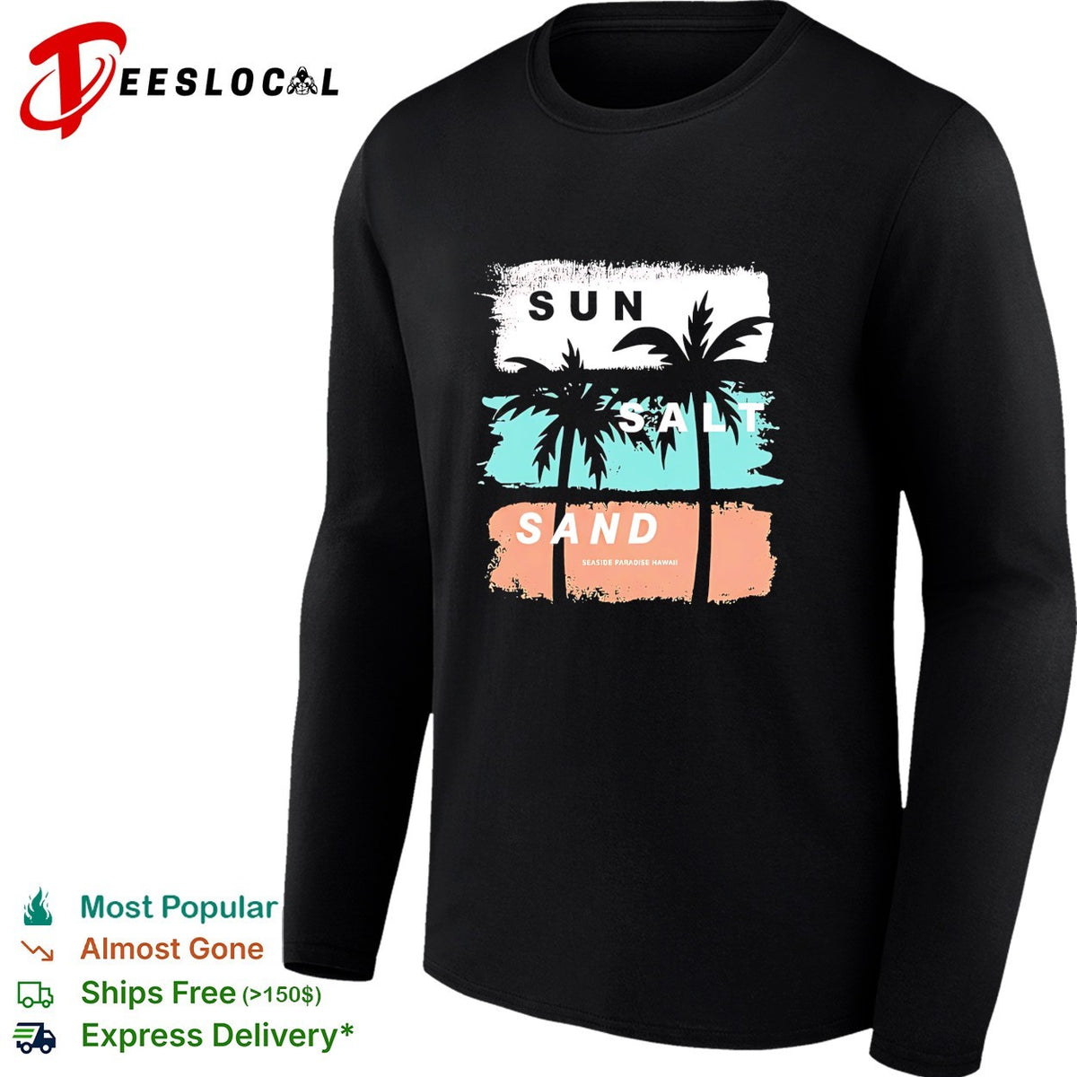 Sun salt sand beach palm trees vintage shirt