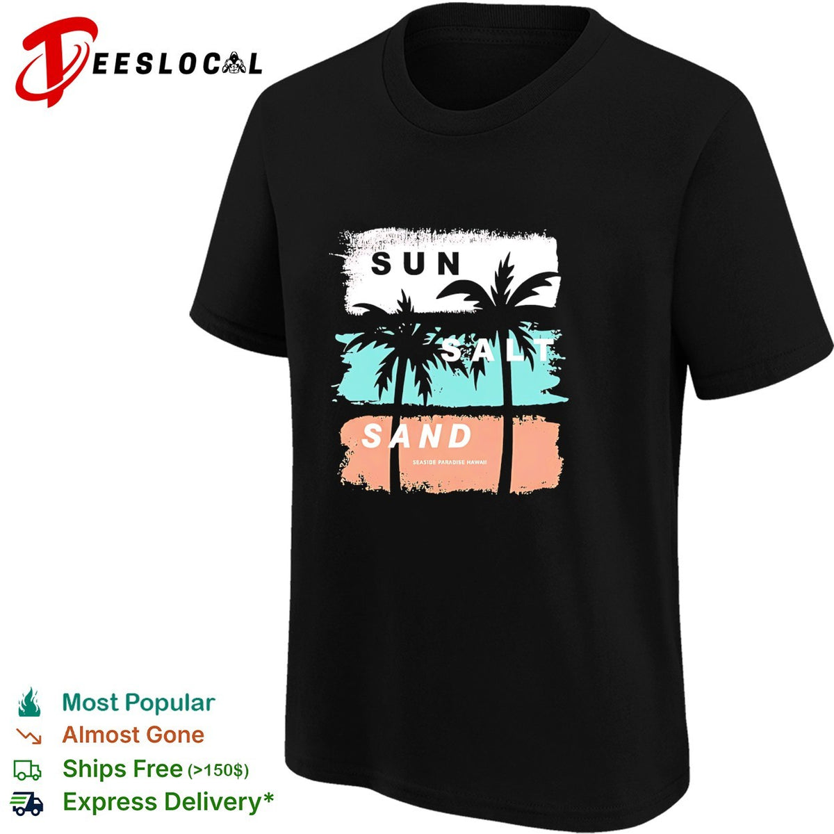 Sun salt sand beach palm trees vintage shirt
