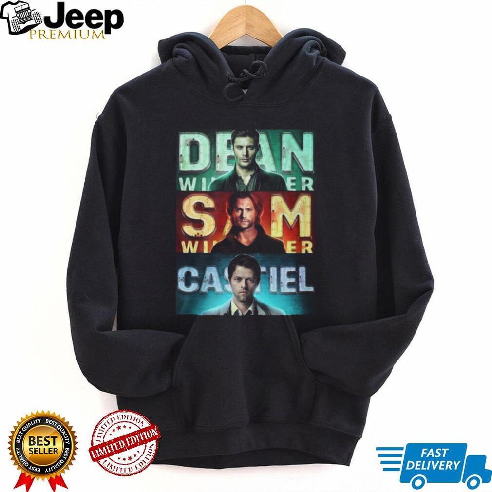 Supernatural Team Free Will Neon Sign Dean Sam Castiel Character T Shirt