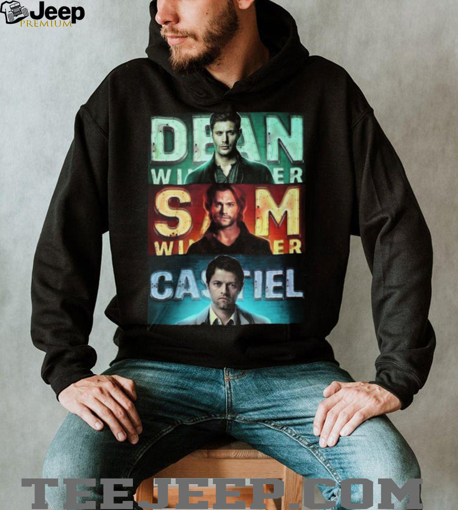 Supernatural Team Free Will Neon Sign Dean Sam Castiel Character T Shirt