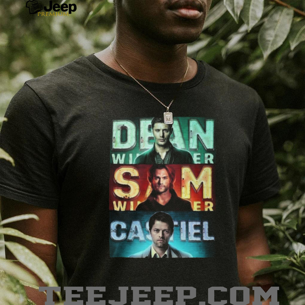 Supernatural Team Free Will Neon Sign Dean Sam Castiel Character T Shirt