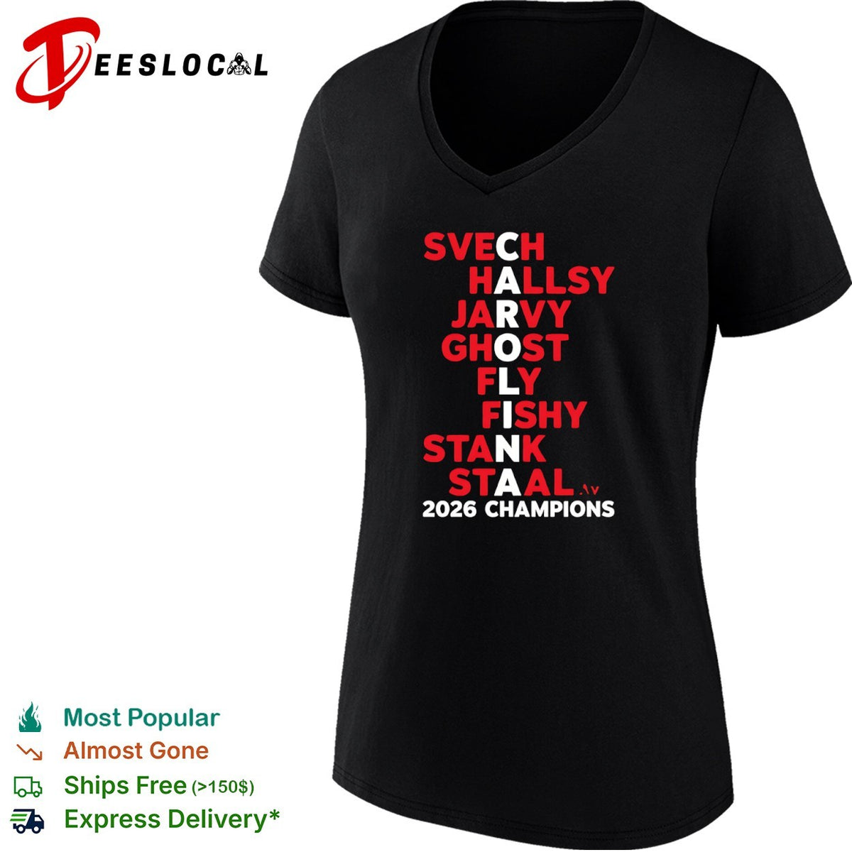 Svechnikov Hallsey Jarvy Ghost Fly Fishy Stank Staal Carolina Hurricanes 2026 Champions shirt