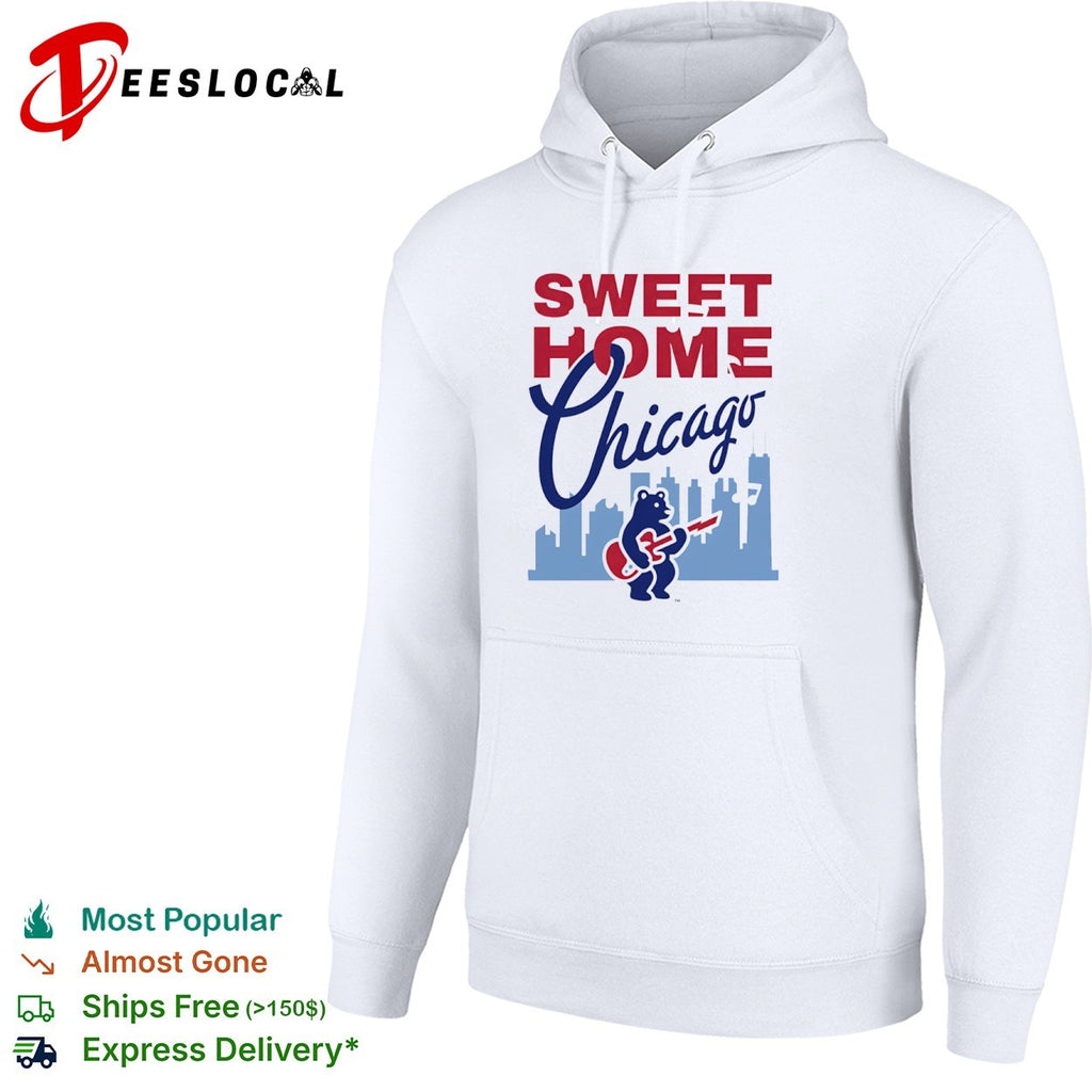Sweet Home Chicago Cubs Bear Playing Guitar Rock Music Logo Team Baseball shirt