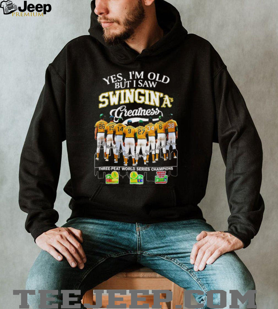 Swingin A’s Greatness Oakland Baseball Three Peat Champions T Shirt