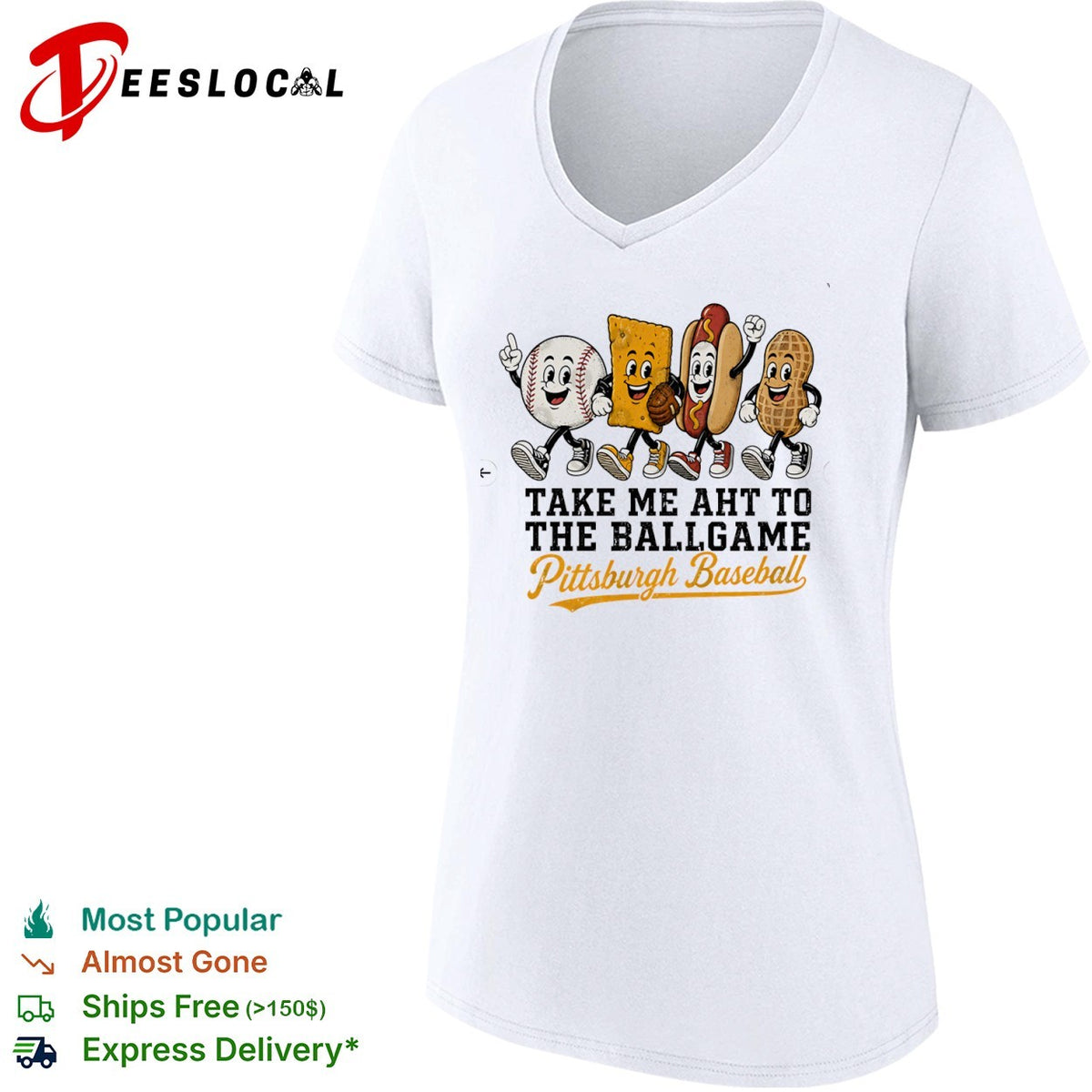 Take me aht to the ballgame Pittsburgh Baseball mascot characters snack food shirt