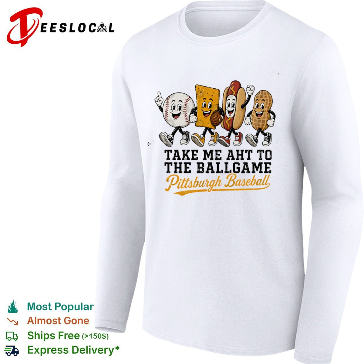 Take me aht to the ballgame Pittsburgh Baseball mascot characters snack food shirt