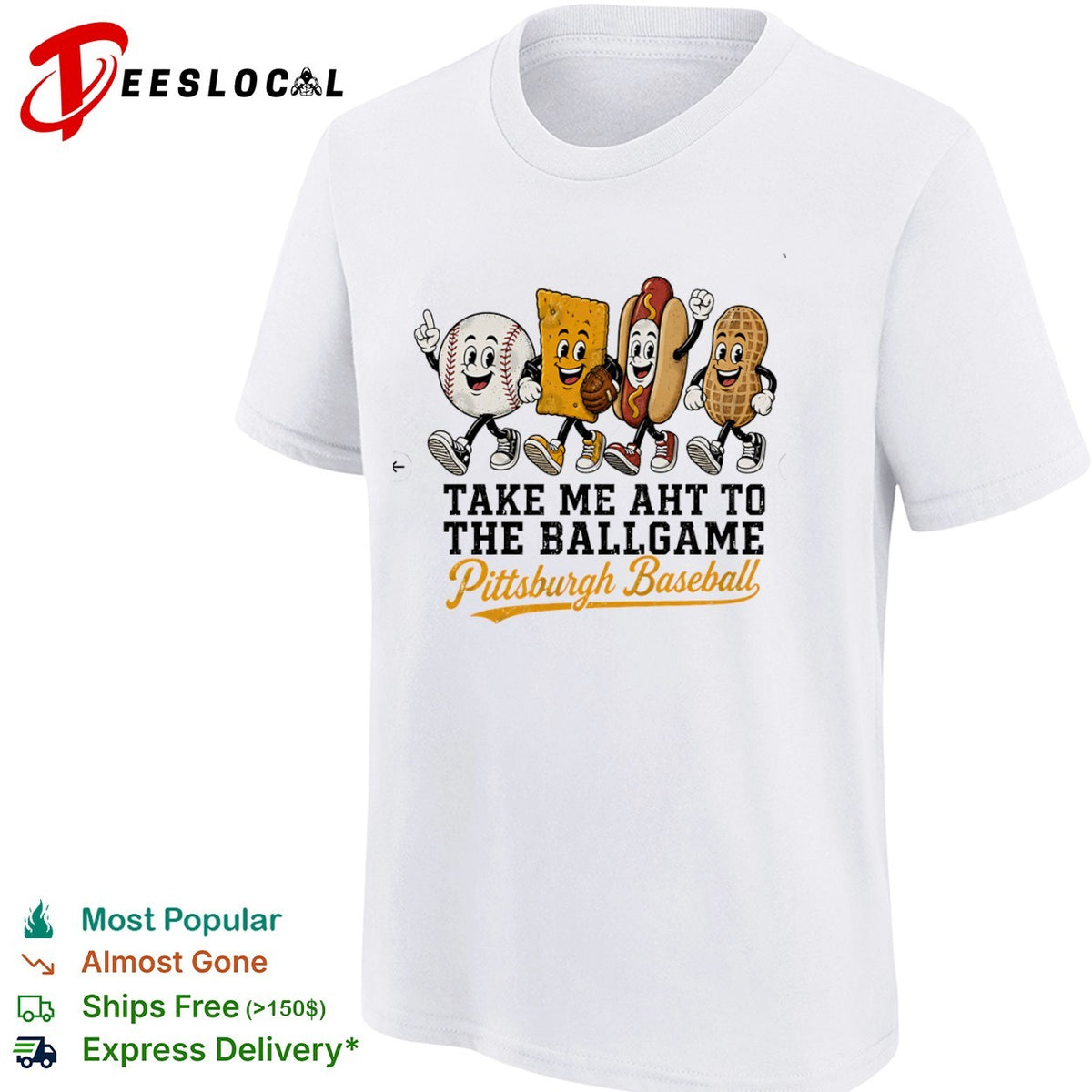 Take me aht to the ballgame Pittsburgh Baseball mascot characters snack food shirt