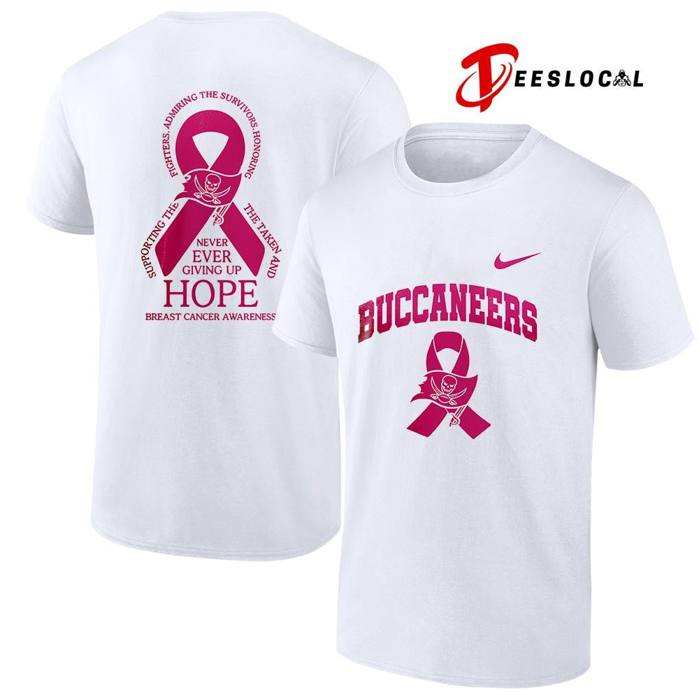 Tampa Bay Buccaneers never ever giving up hope breast cancer awareness shirt