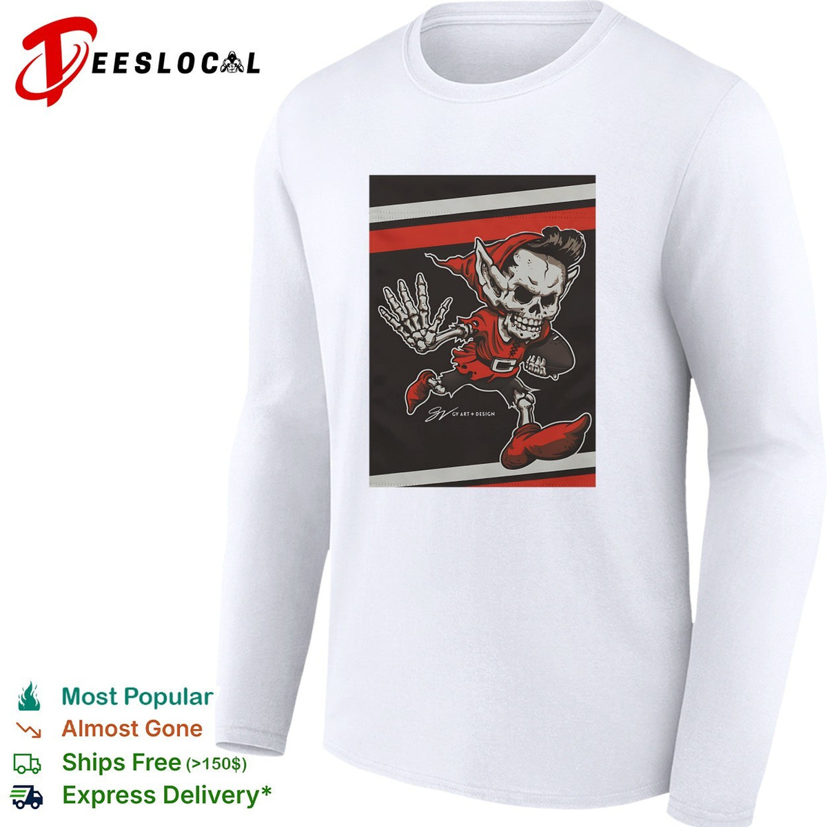 Tampa Bay Buccaneers skeleton pirate mascot running vintage art shirt