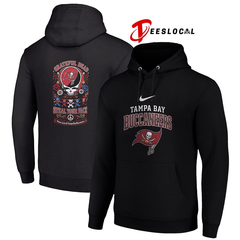 Tampa Bay Buccaneers x Grateful Dead steal your face peace love logo shirt