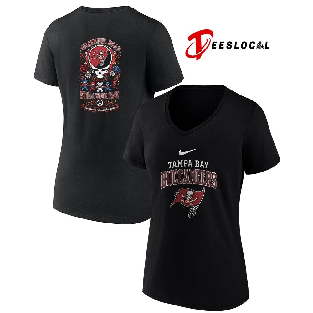 Tampa Bay Buccaneers x Grateful Dead steal your face peace love logo shirt