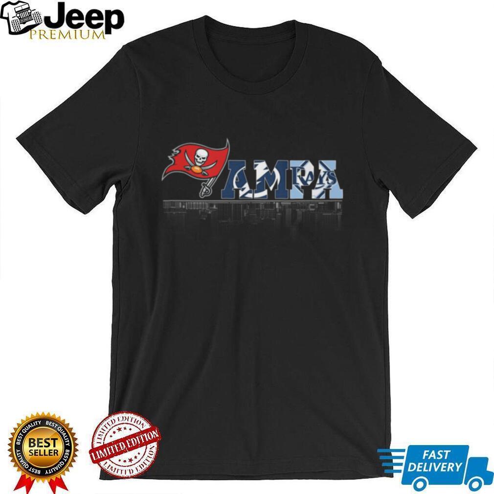 Tampa Bay City Skyline Sports Teams Buccaneers Rays Lightning Graphic T Shirt