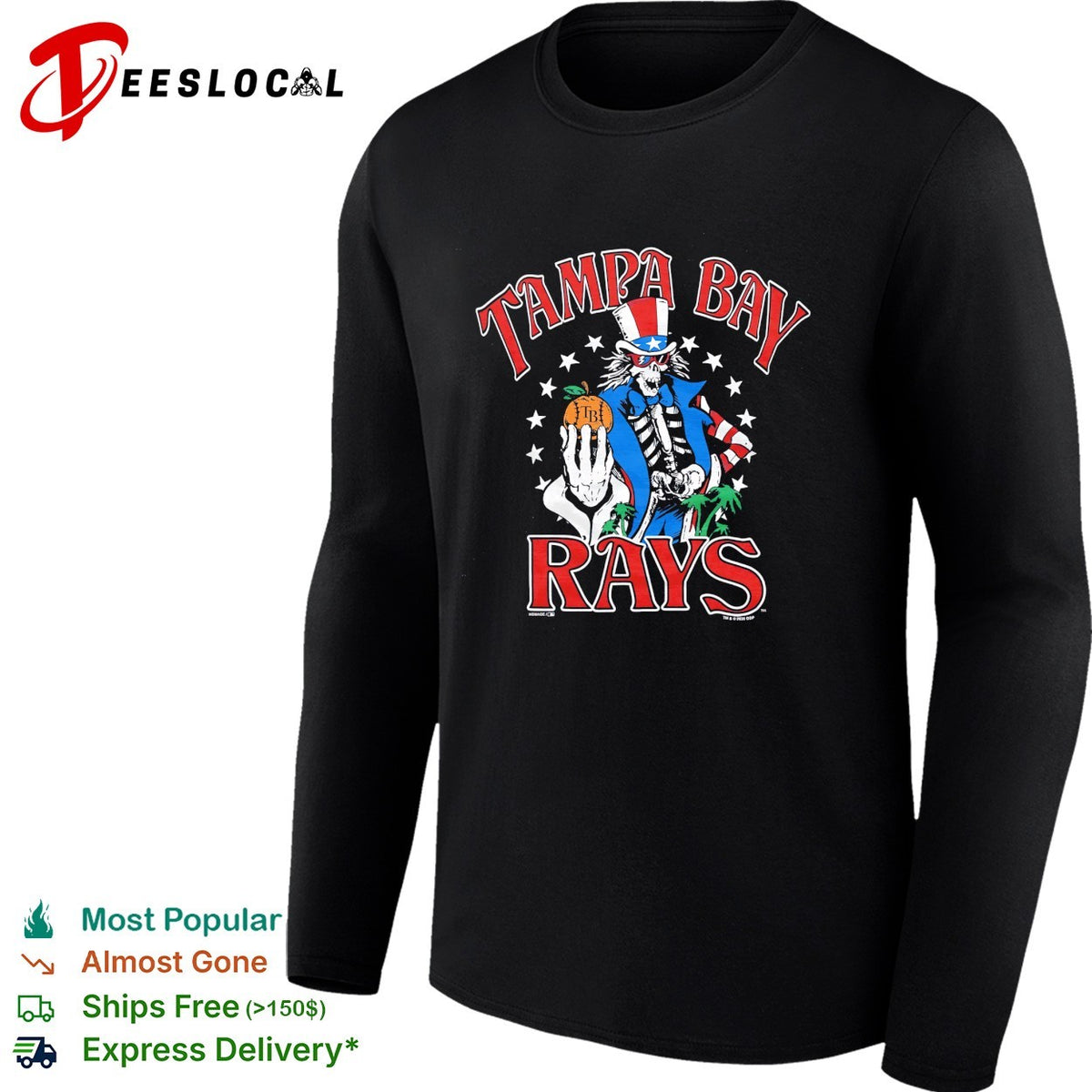 Tampa Bay Rays x Grateful Dead Uncle Sam MLB graphic shirt