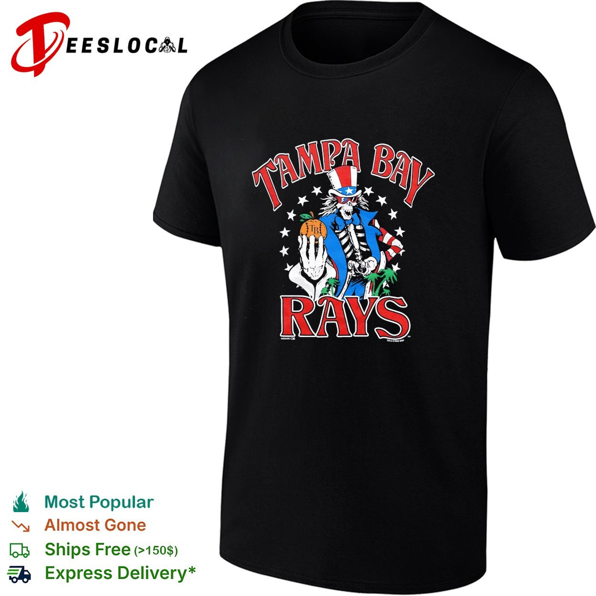 Tampa Bay Rays x Grateful Dead Uncle Sam MLB graphic shirt