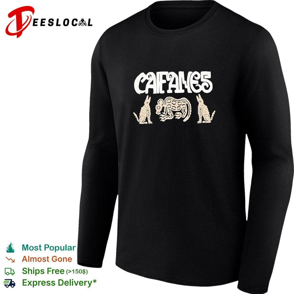 Caifanes rabbit and armadillo Aztec folk art illustration black graphic shirt