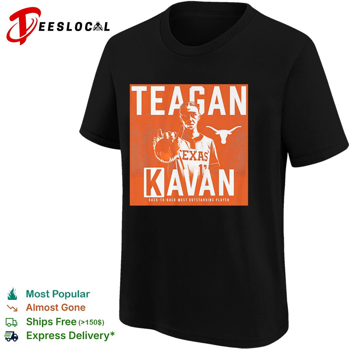 Teagan Kavan Texas Longhorns back to back most outstanding player portrait shirt