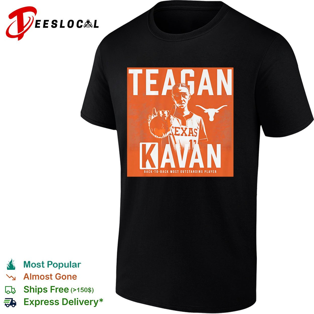 Teagan Kavan Texas Longhorns back to back most outstanding player portrait shirt