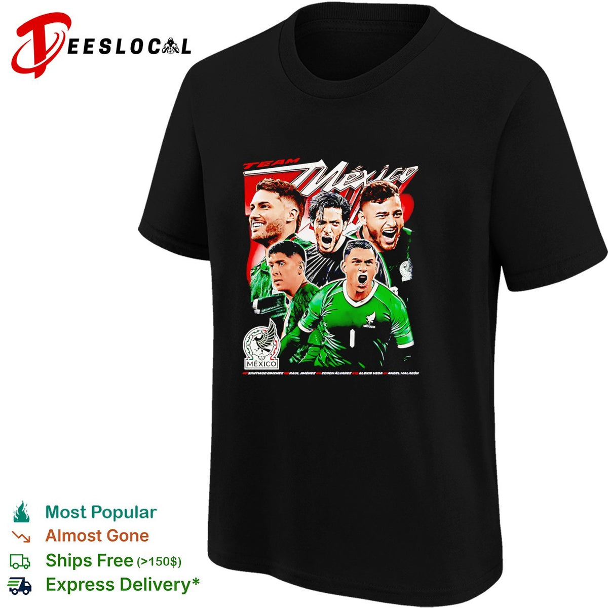 Team Mexico soccer national players graphic bold shirt