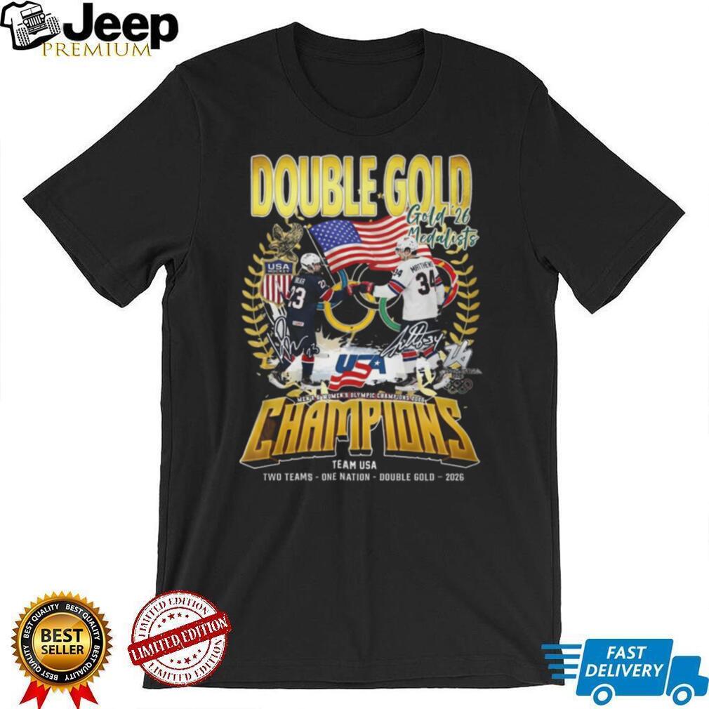 Team USA Ice Hockey 2026 Milano Cortina Double Gold Champions T Shirt
