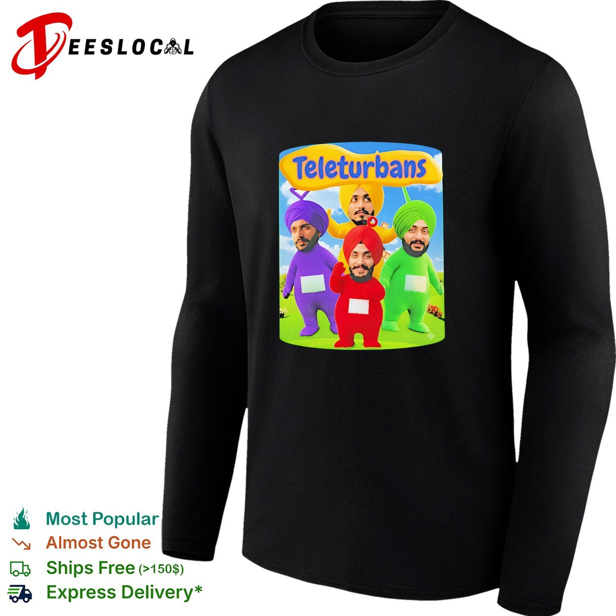 Teleturbans colorful turban parody characters group illustration graphic shirt