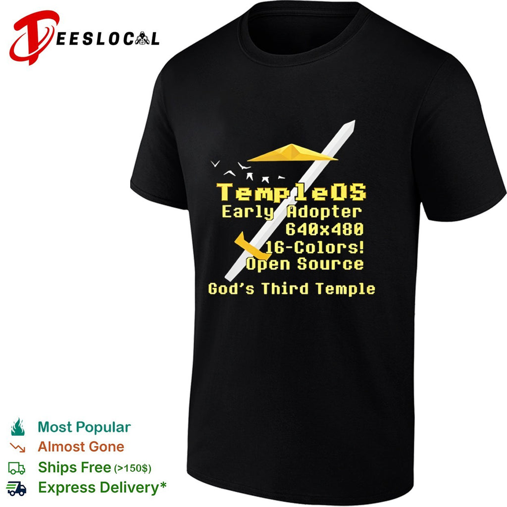 TempleOS Early Adopter 640×480 16 Colors Open Source God’s Third Temple shirt
