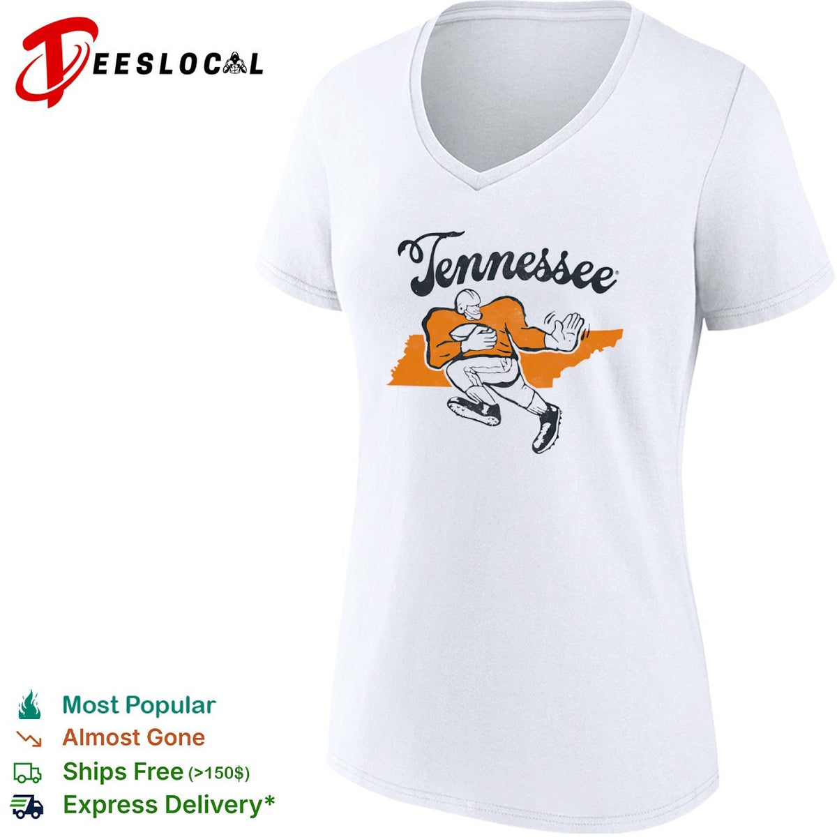 Tennessee Football Map Logo state outline shirt