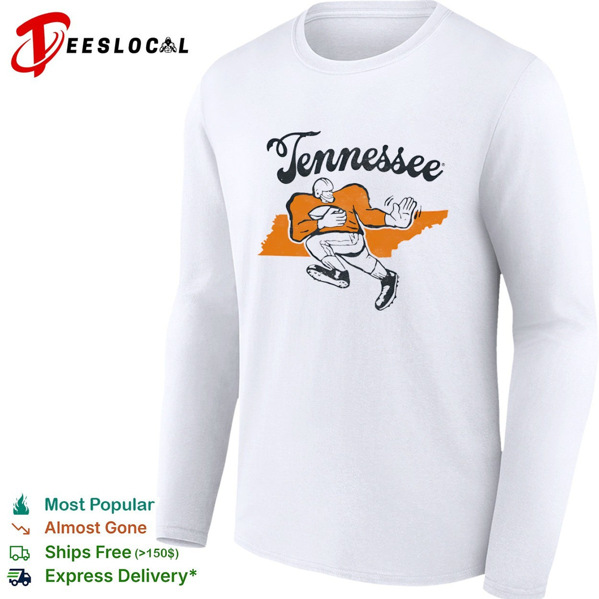 Tennessee Football Map Logo state outline shirt