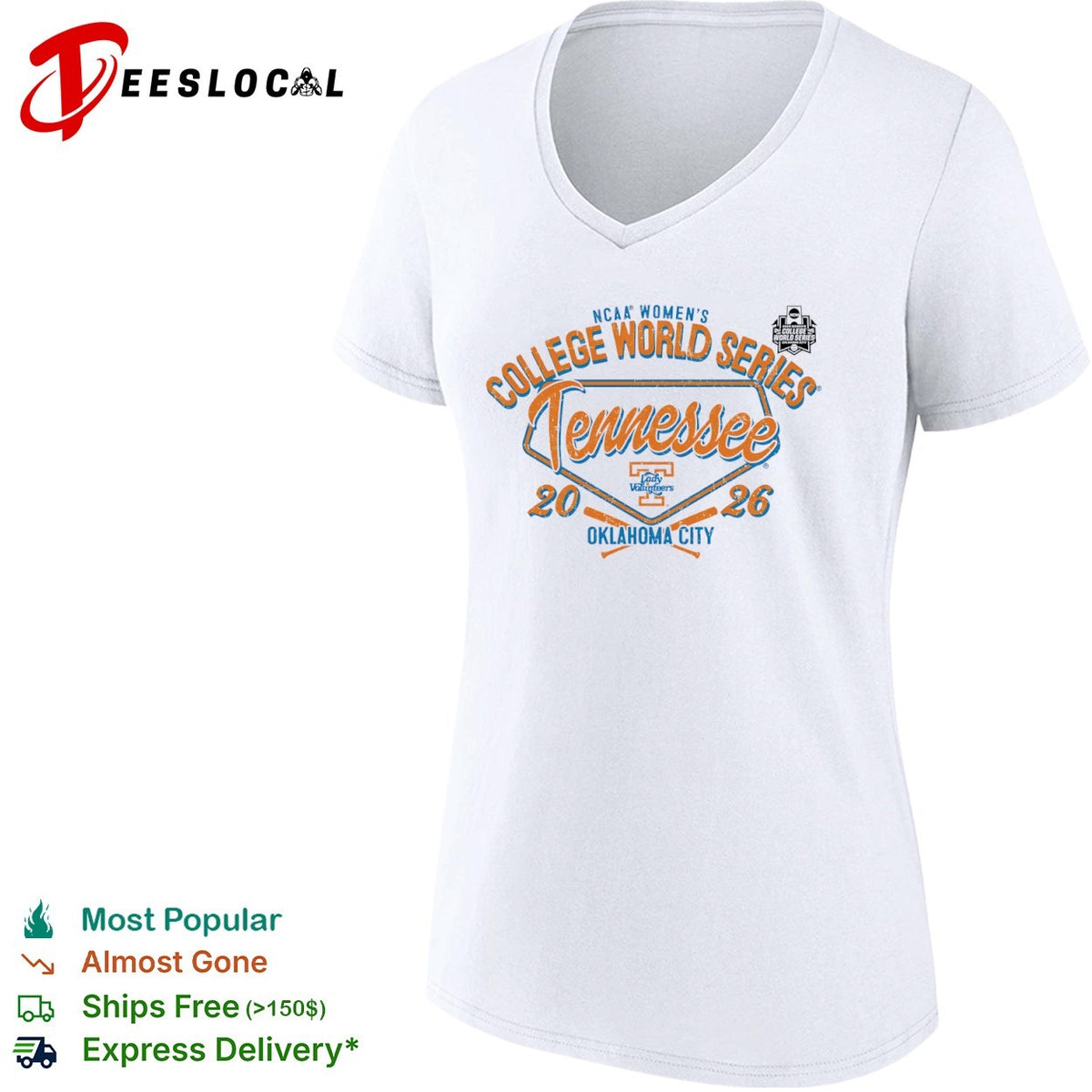 Tennessee Lady Volunteers NCAA College World Series 2026 Oklahoma City Logo shirt