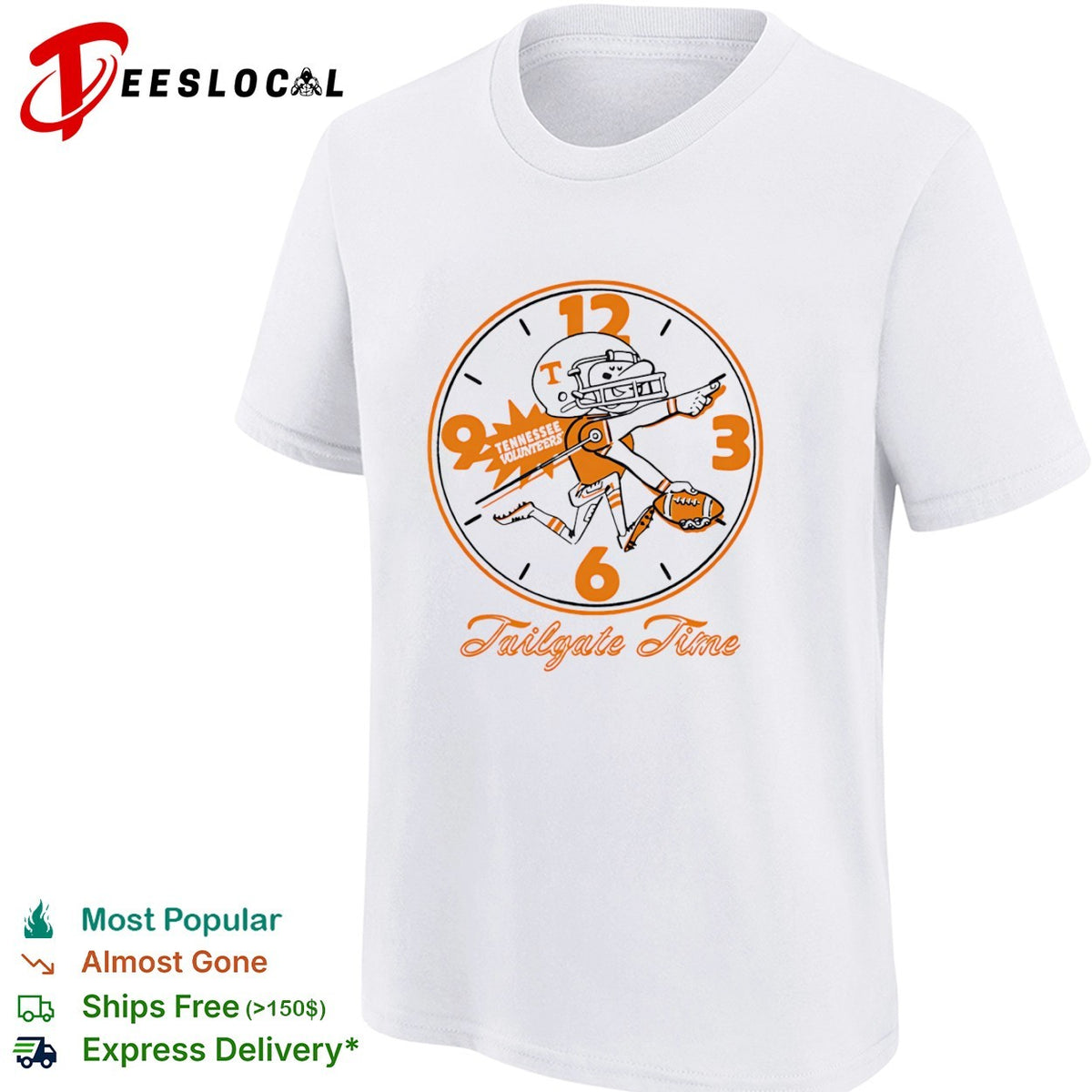 Tennessee Volunteers Tailgate Time Clock Logo NCAA Football Sport Shirt