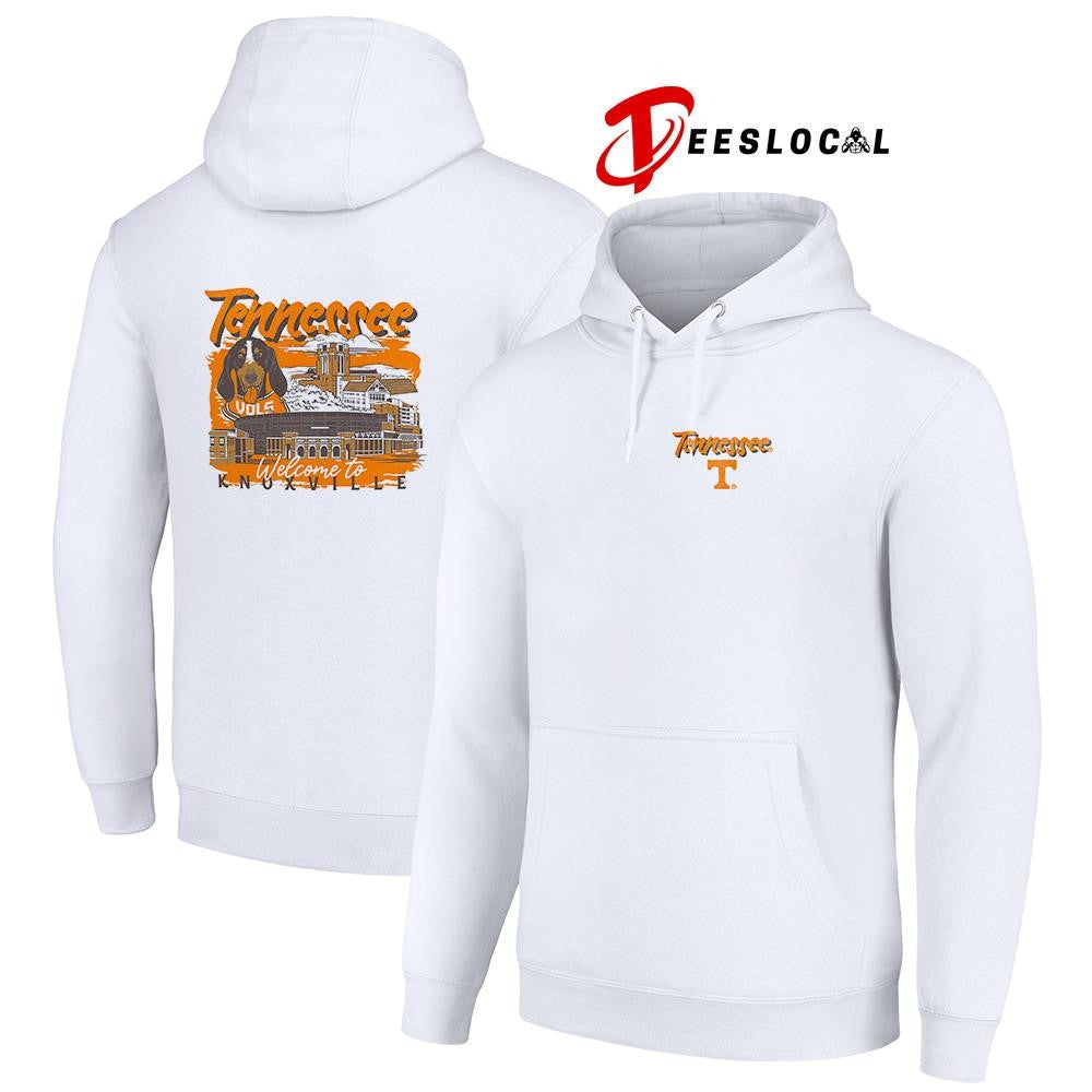 Tennessee Volunteers welcome to Knoxville hand drawn campus football graphic shirt