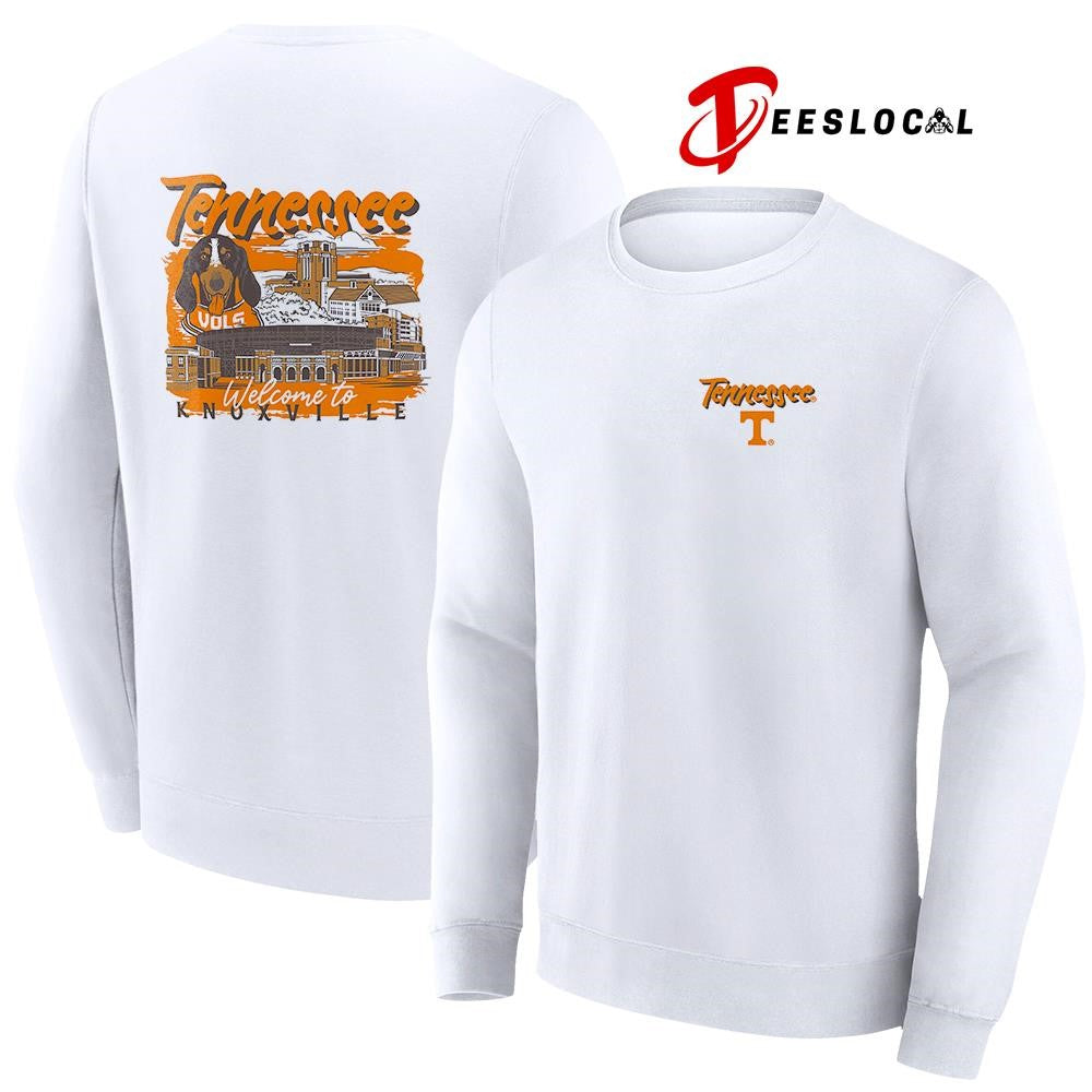 Tennessee Volunteers welcome to Knoxville hand drawn campus football graphic shirt