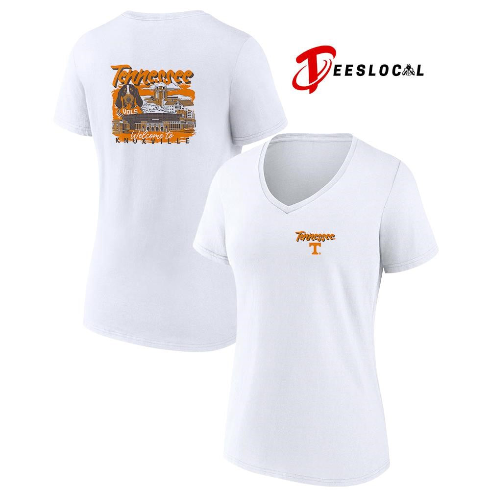 Tennessee Volunteers welcome to Knoxville hand drawn campus football graphic shirt