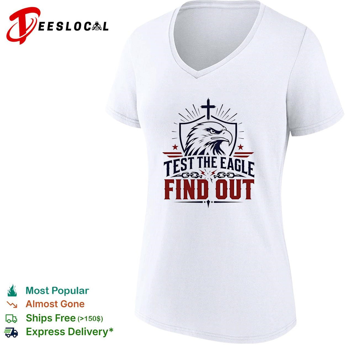 Test the eagle find out patriotic american bald eagle christian faith cross shirt