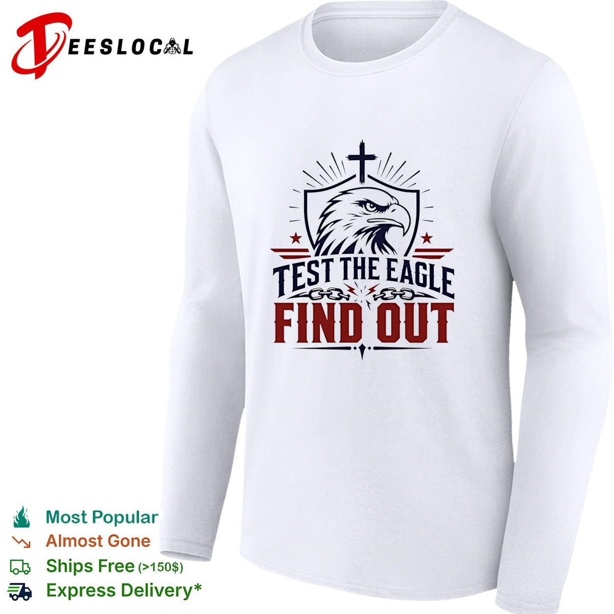 Test the eagle find out patriotic american bald eagle christian faith cross shirt