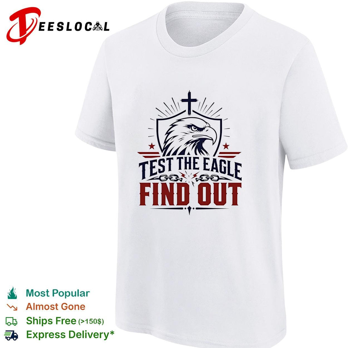 Test the eagle find out patriotic american bald eagle christian faith cross shirt