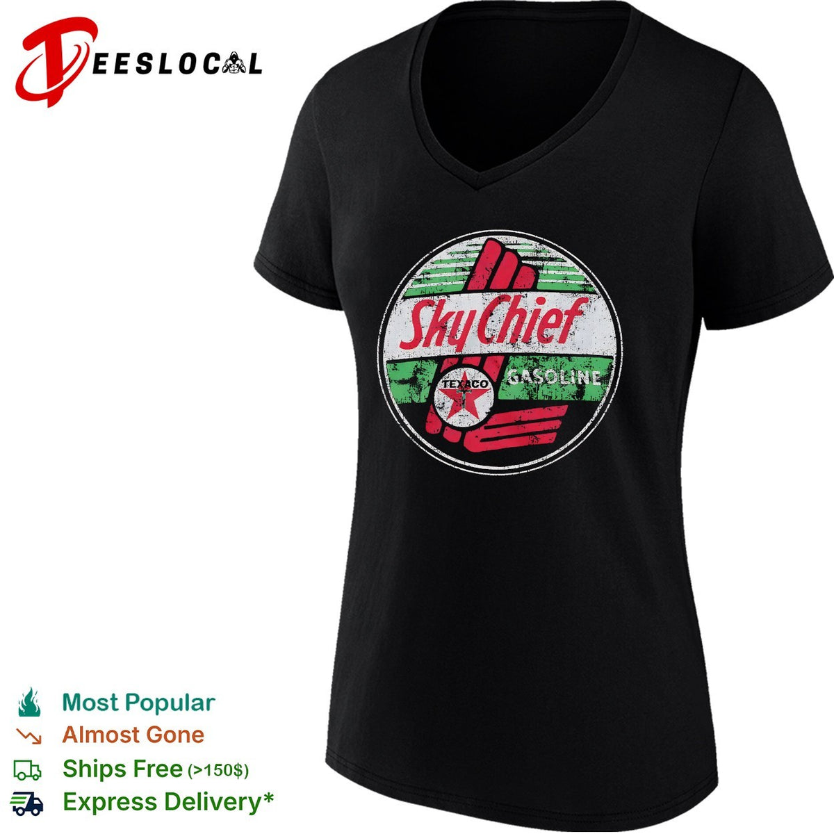 Texaco Sky Chief gasoline logo emblem print round circle sign motor oil shirt
