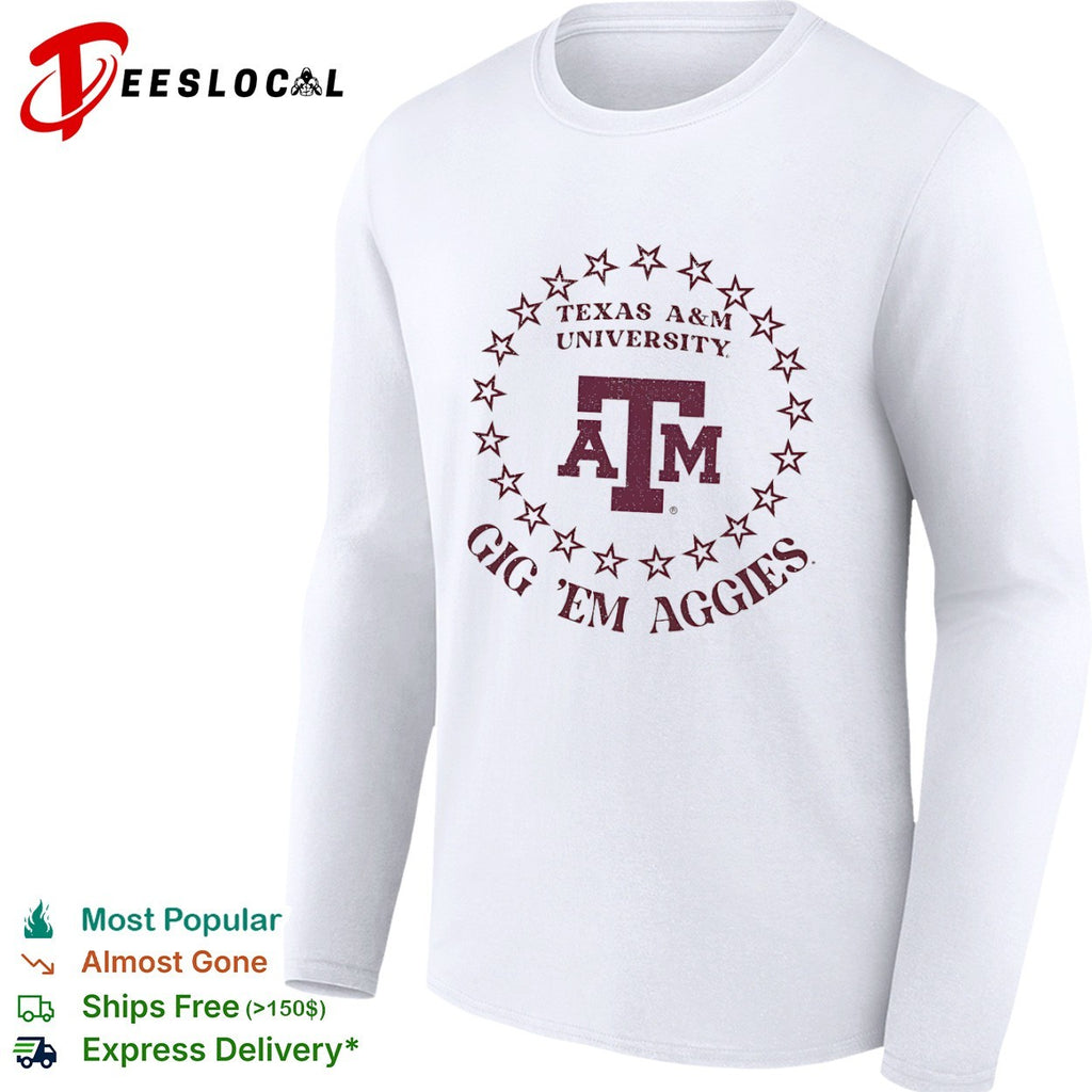 Texas A&M University Gig Em Aggies Texas A&M University Logo Ring of Stars shirt