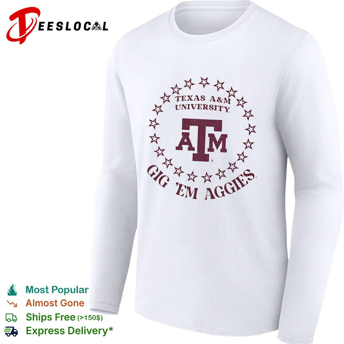Texas A&M University Gig Em Aggies Texas A&M University Logo Ring of Stars shirt