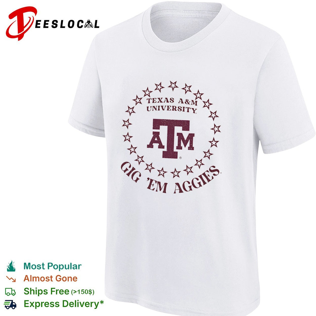 Texas A&M University Gig Em Aggies Texas A&M University Logo Ring of Stars shirt