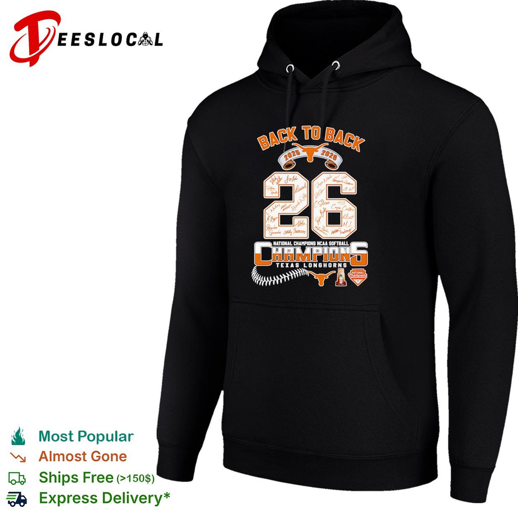 Texas Longhorns 2025 2026 Back to Back National Champions NCAA Softball shirt