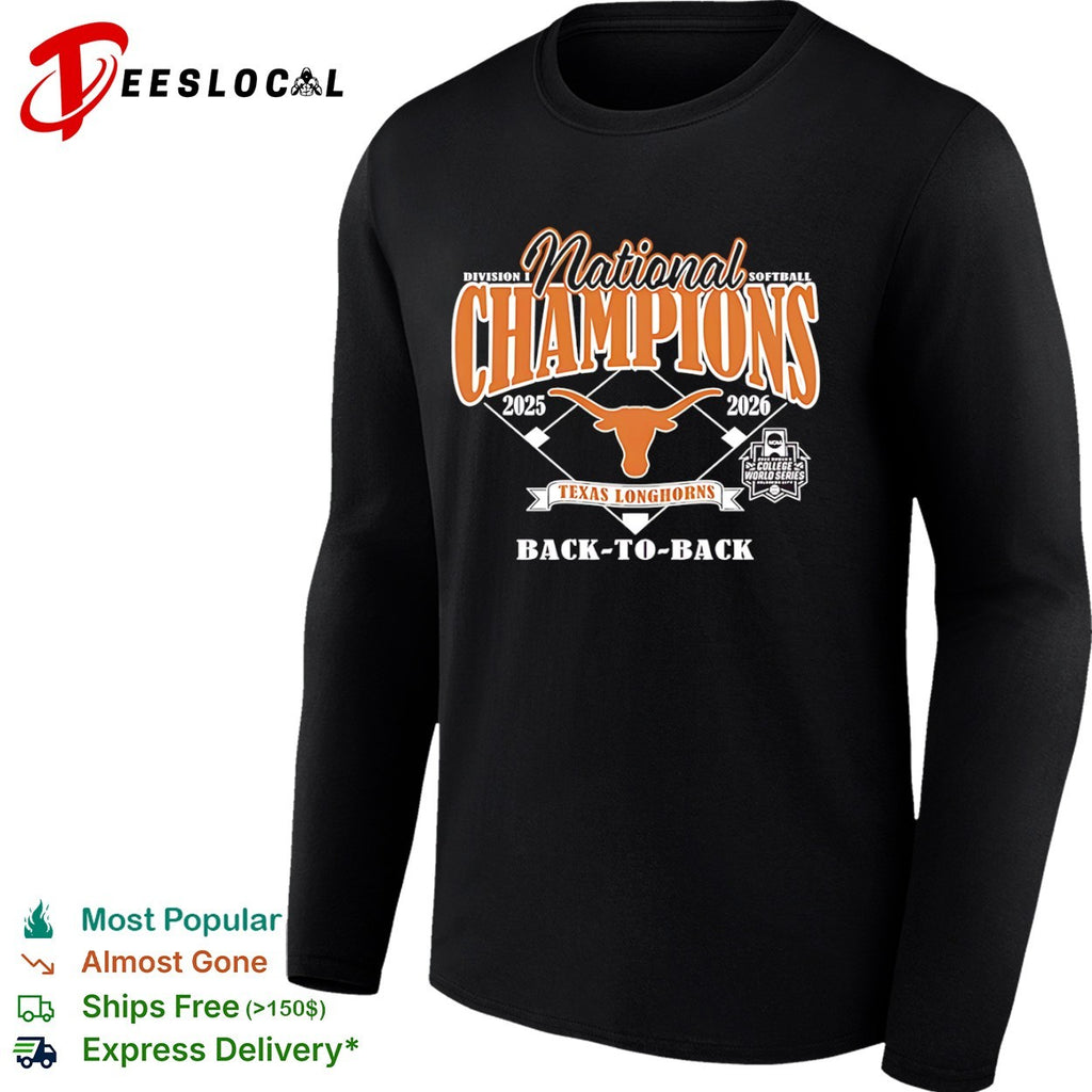 Texas Longhorns 2025 2026 National Champions Division I Softball Back to Back shirt