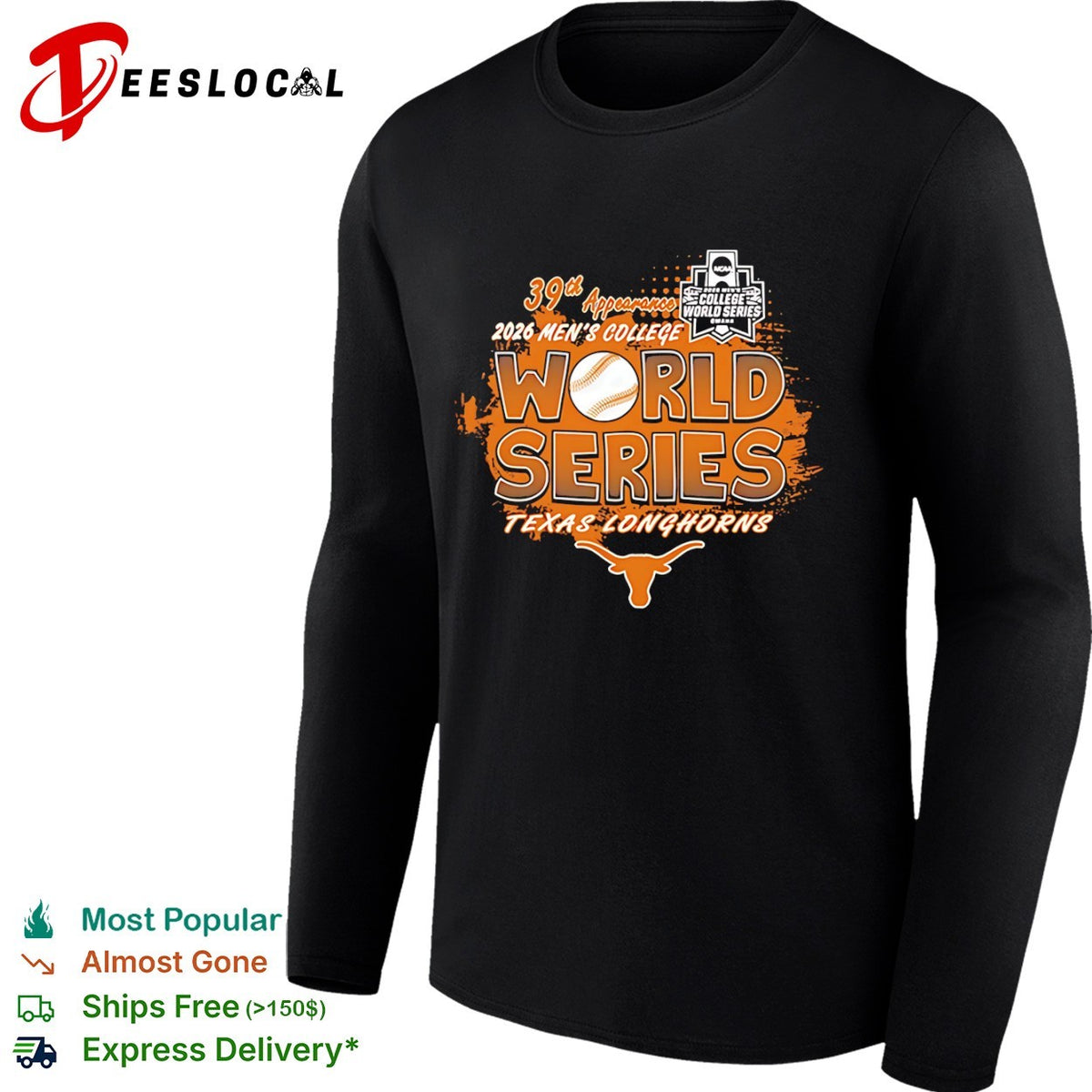 Texas Longhorns 2026 College World Series 39th NCAA Baseball shirt