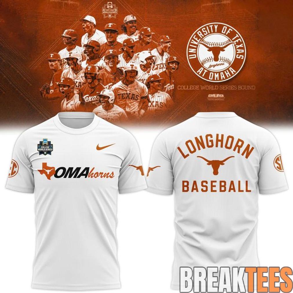 Texas Longhorns 2026 NCAA Baseball Men’s College World Series Omaha 3D T-Shirt