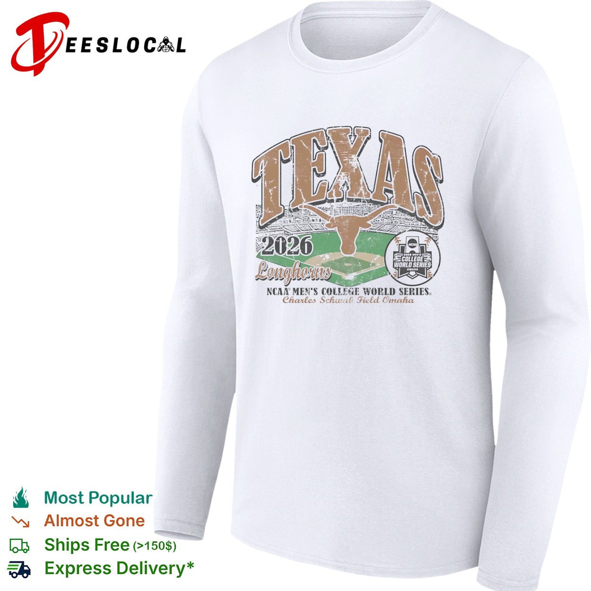 Texas Longhorns 2026 NCAA Mens College World Series Charles Schwab Field Omaha shirt