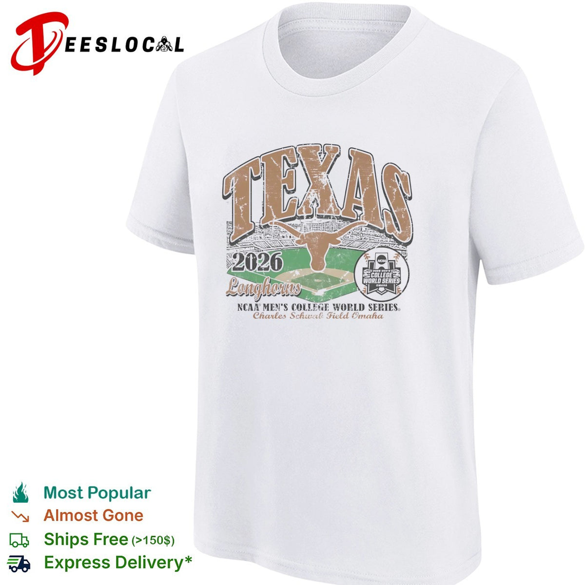 Texas Longhorns 2026 NCAA Mens College World Series Charles Schwab Field Omaha shirt