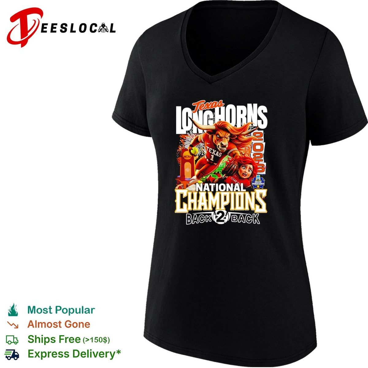 Texas Longhorns 2026 National Champions Back to Back NCAA Softball University shirt
