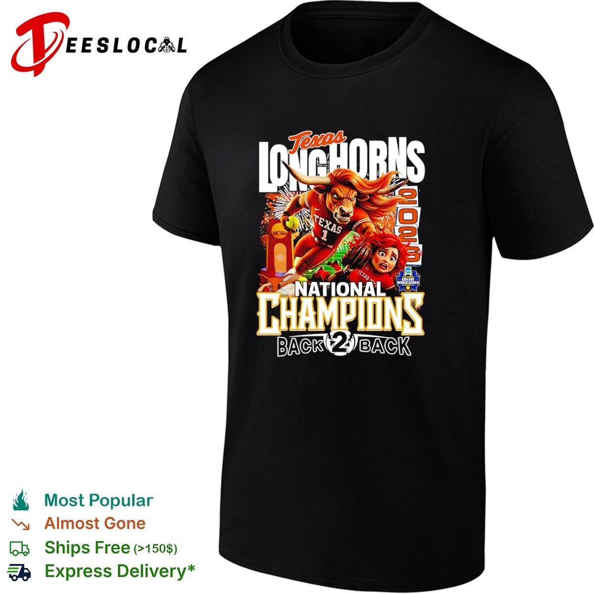 Texas Longhorns 2026 National Champions Back to Back NCAA Softball University shirt
